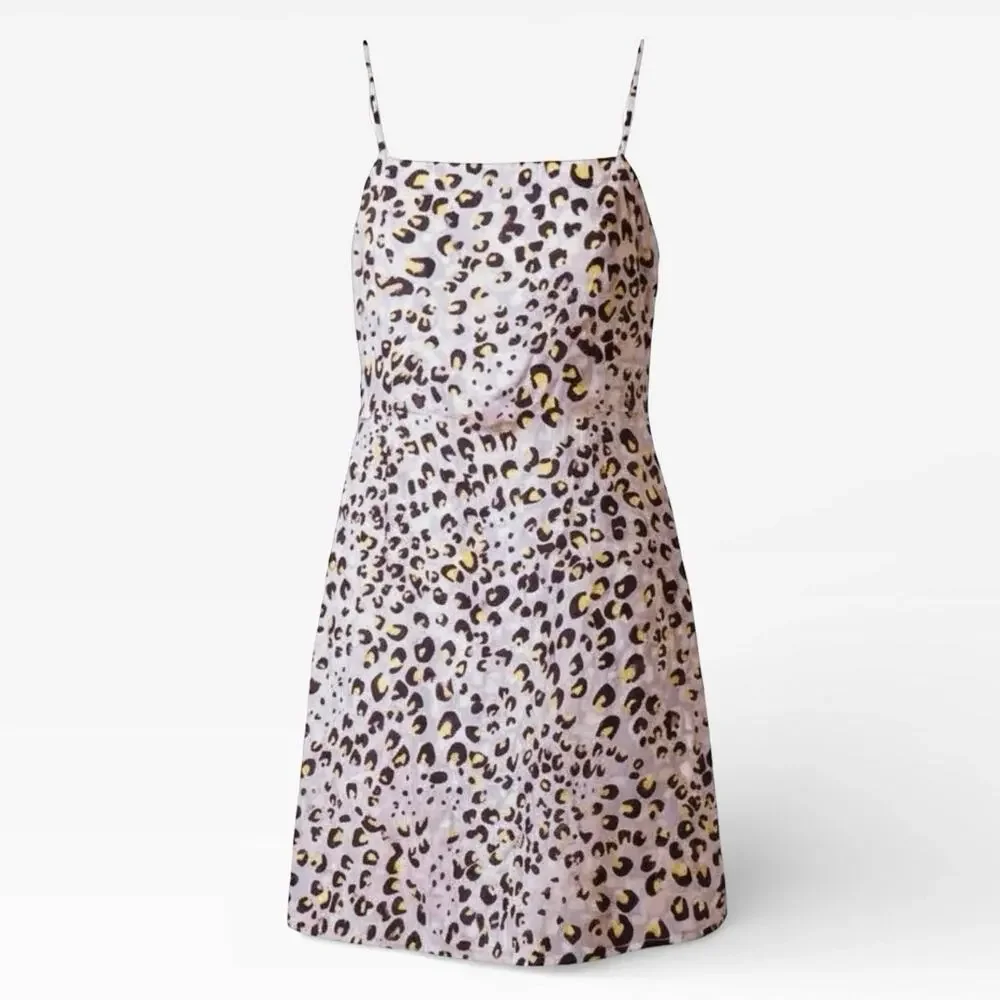Lost + Wander Satin Pink Leopard Print Wild Child Mini Dress - Womens Large